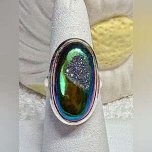 🌈titanium druzy ethnic look ring -8-sterling